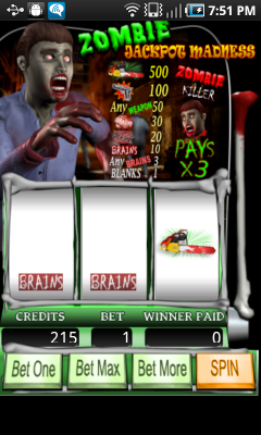 Zombie Jackpot Madness Android app screenshot